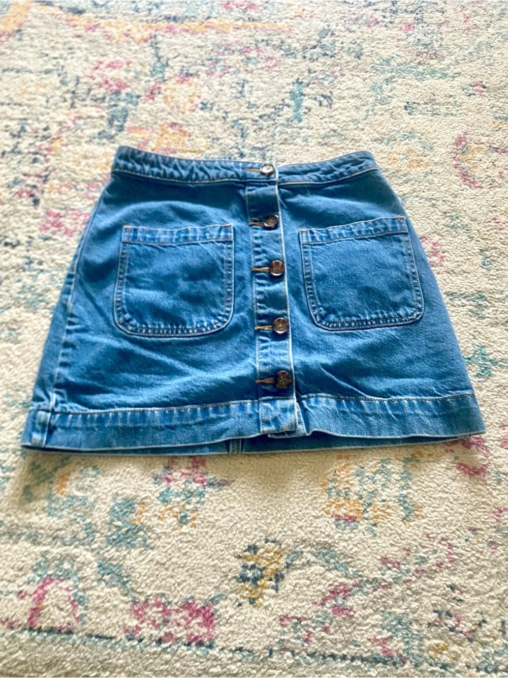 We the Free Free People Don't Get Me Wrong Denim Blue Mini Skirt High Rise Sz 26